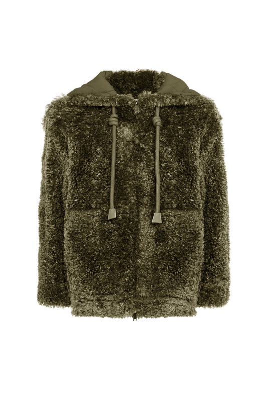 Faux Fur Bomber in Khaki