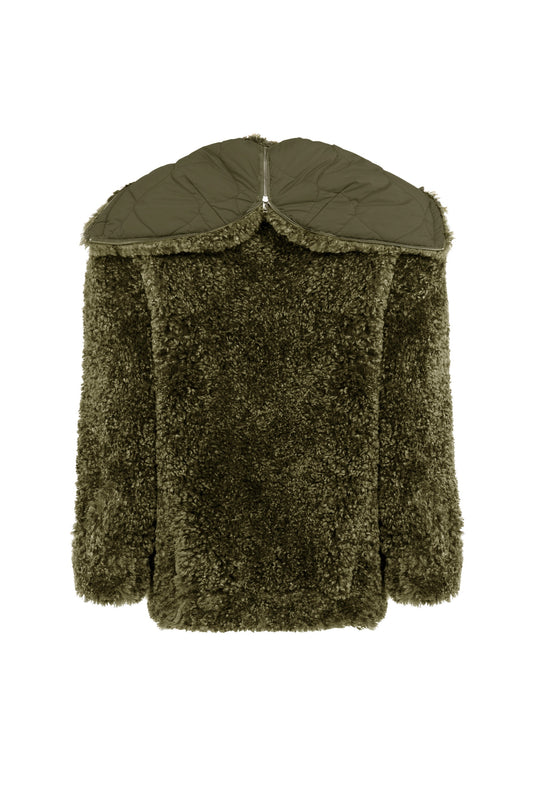 Faux Fur Bomber in Khaki