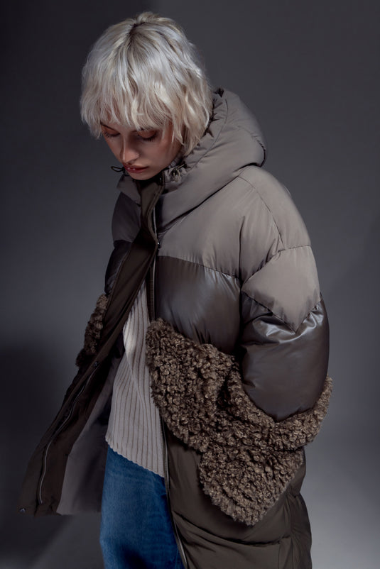 Hooded Coat in Khaki