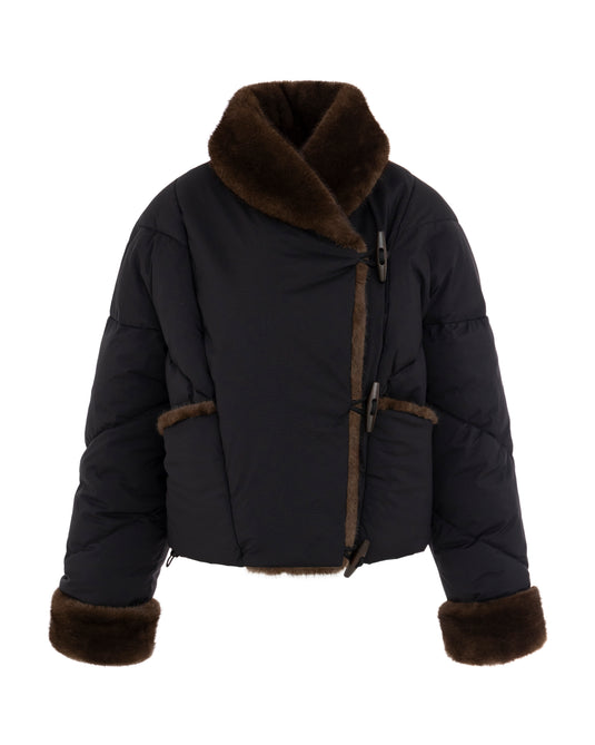 Asymmetric Puffer Jacket in Black