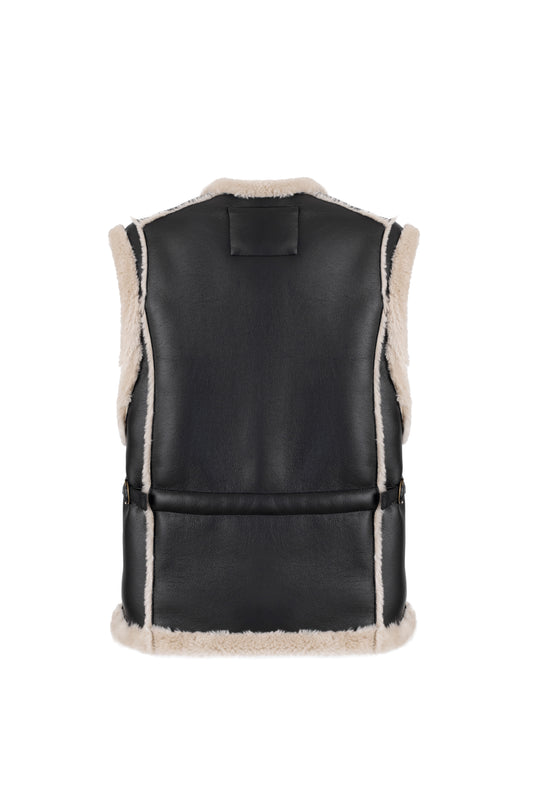 Gilet in Black/Biscuit