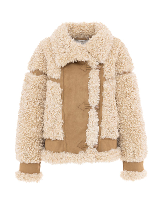Detachable Hood Duffle Jacket in Caramel/Cream