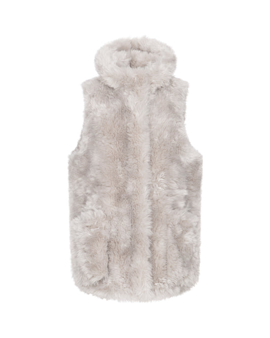 Alpaca Bonded Fur Gilet Parka in Frost