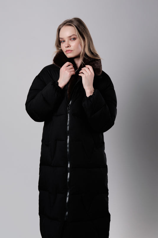 Maxi Puffer Coat in Black
