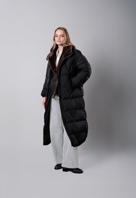 Maxi Puffer Coat in Black