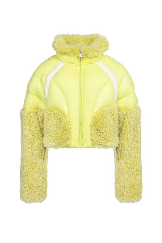 Cropped Puffer Jacket in Zest