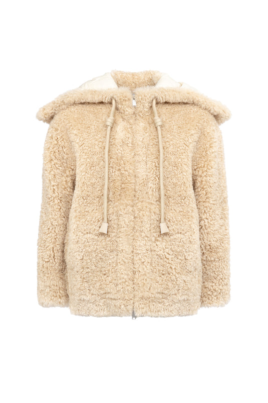 Faux Fur Bomber in Biscuit