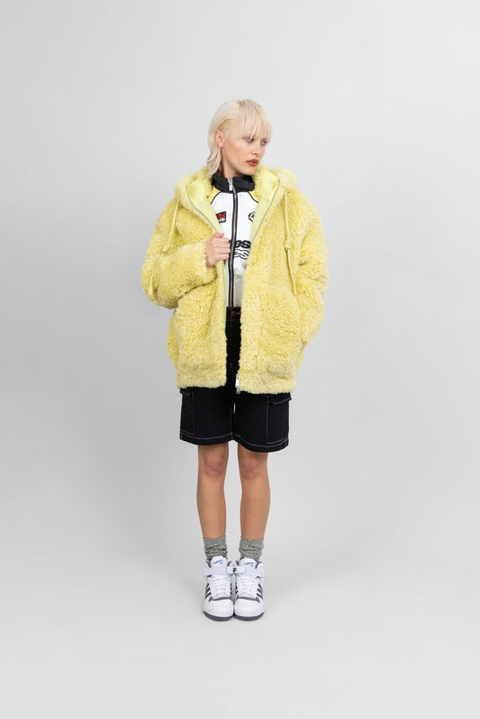 Faux Fur Bomber in Zest