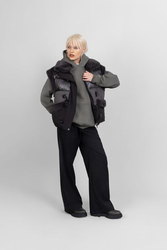 Puffer Gilet in Charcoal