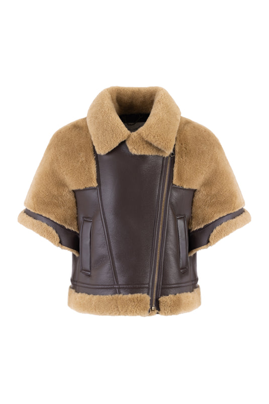 Aviator Inspired Cape in Choc/Caramel