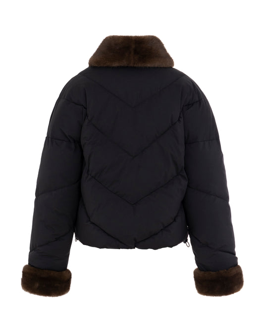 Asymmetric Puffer Jacket in Black