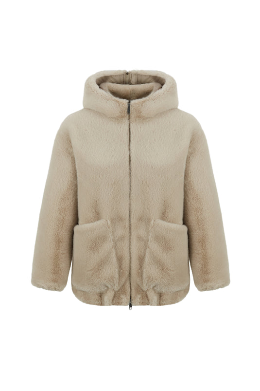 Hooded Blouson in Cream