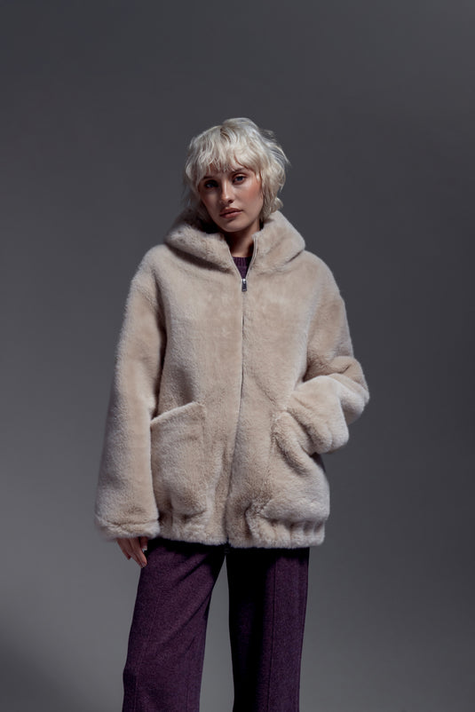 Hooded Blouson in Cream
