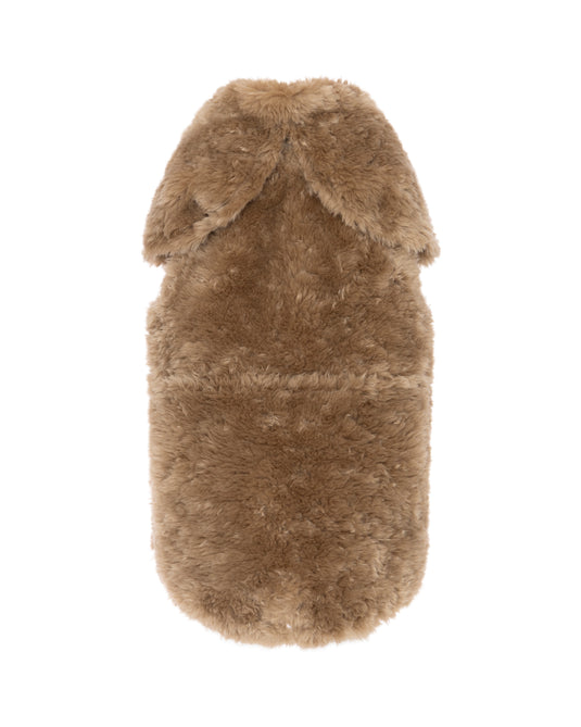 Alpaca Bonded Fur Gilet Parka in Caramel