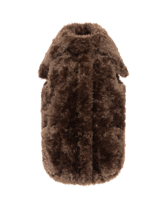 Alpaca Bonded Fur Gilet Parka in Choc