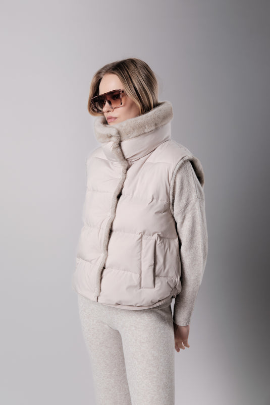Puffer Gilet in Cream