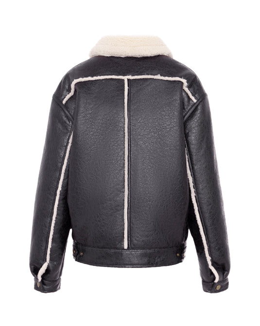 Hooded Aviator in Dark Brown/Cream
