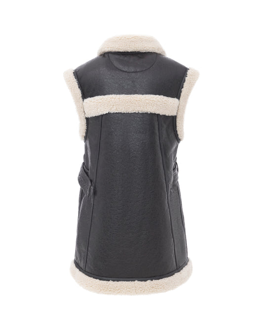 Aviator A-Line Gilet in Dark Brown/Cream
